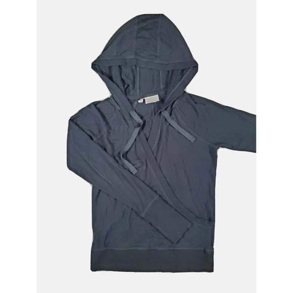 Athleta Women's XS Black Wrap Knit Sweater Hooded V-Neck Elastic Waist LS - Picture 1 of 11